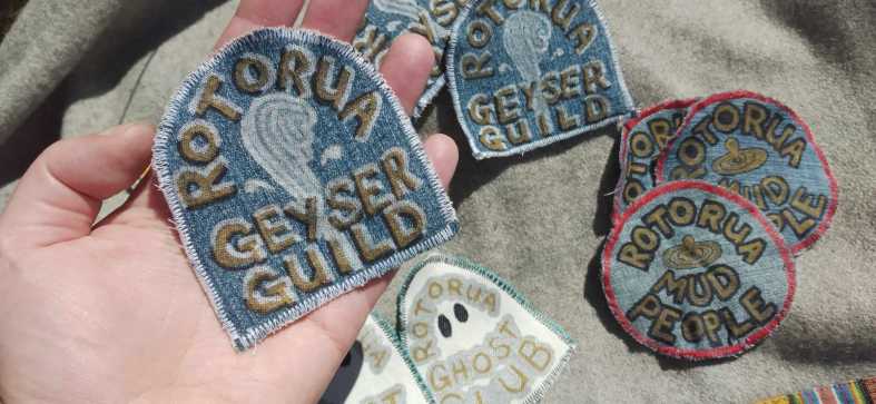 Painted denim patches